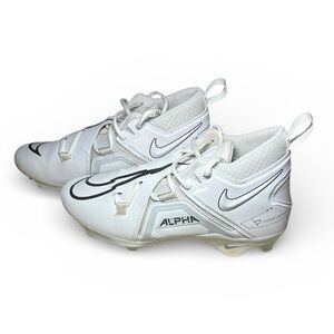 Men’s 9.5 Nike Alpha Huarache Football Cleats - White & Black #footballcleats